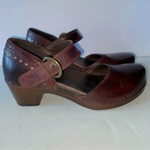 Dansko Makenna Clog Mary Jane Leather Platform Pump wine studded 37 EU 6.5 - 7